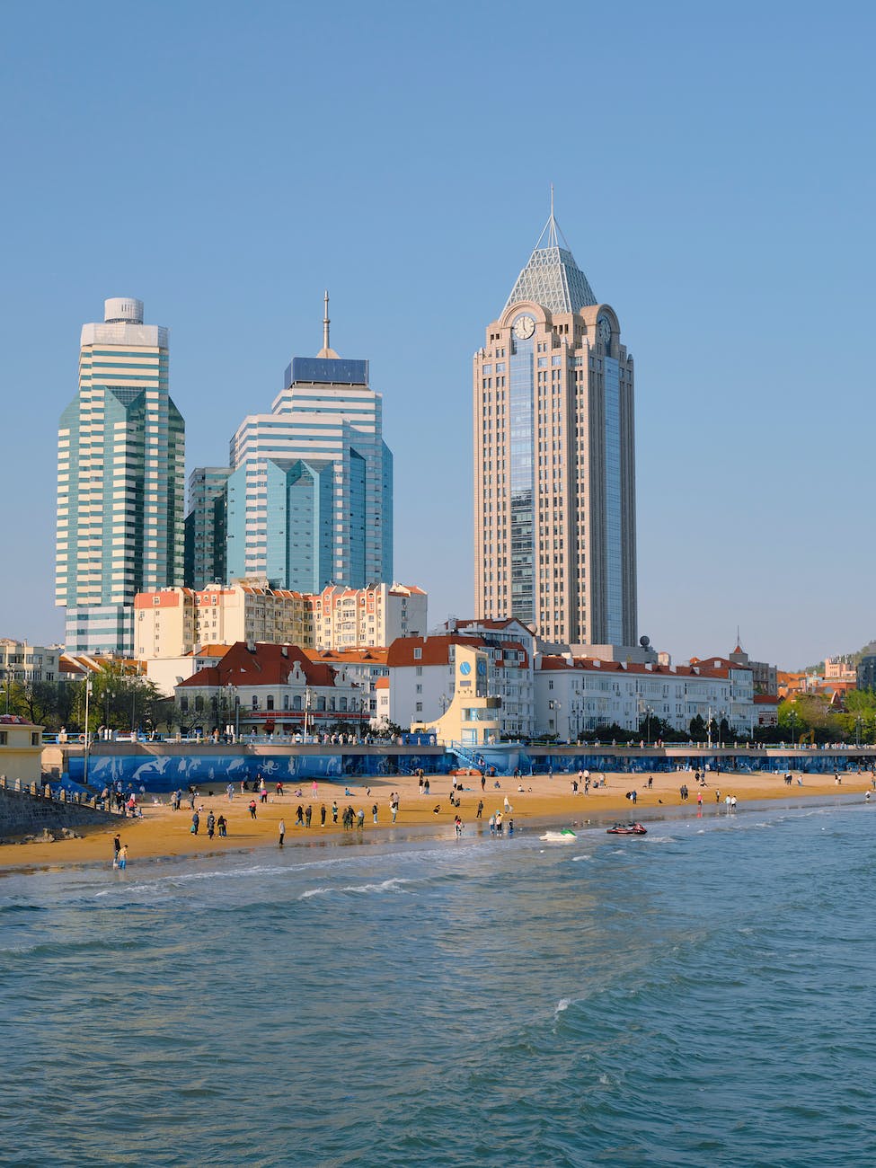waterfront skyscrapers in qingdao shandong province china