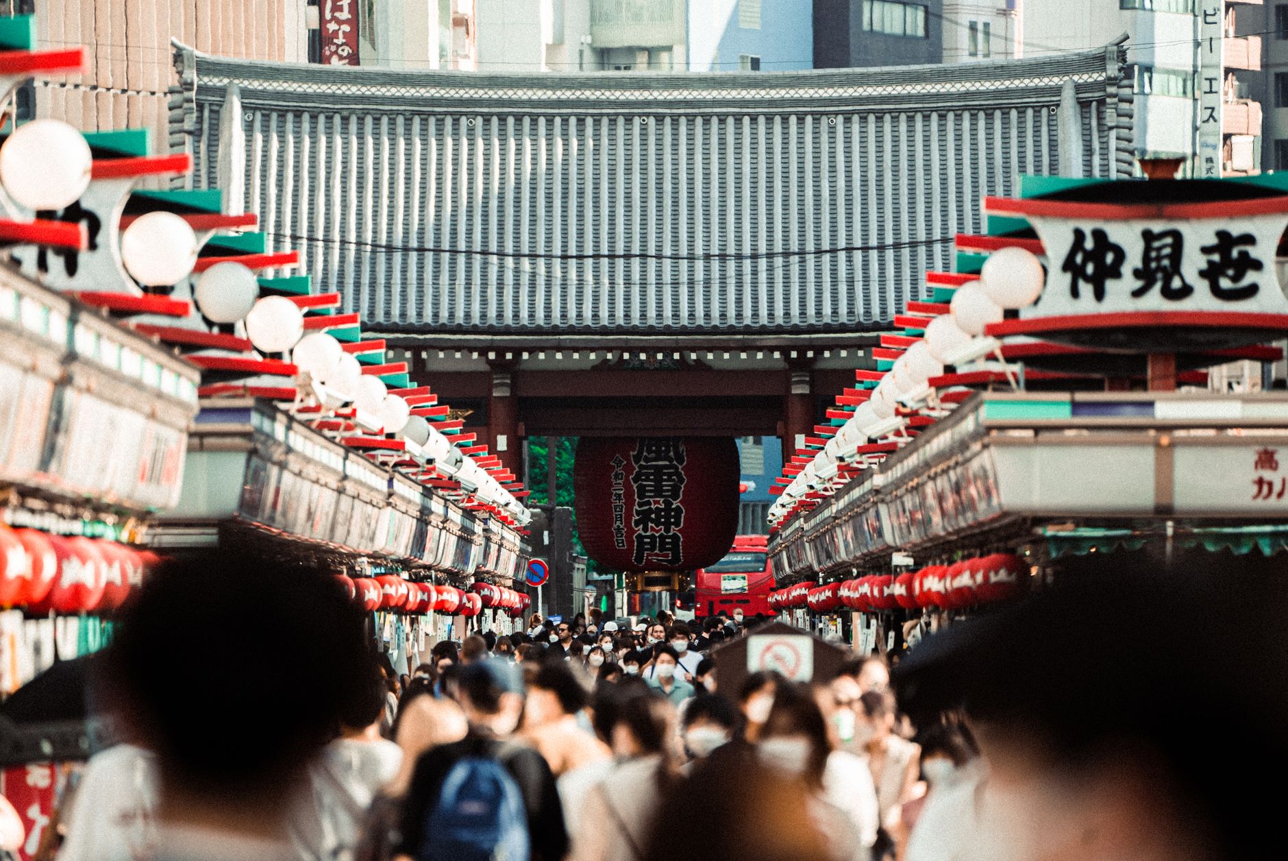 crowd walking in city