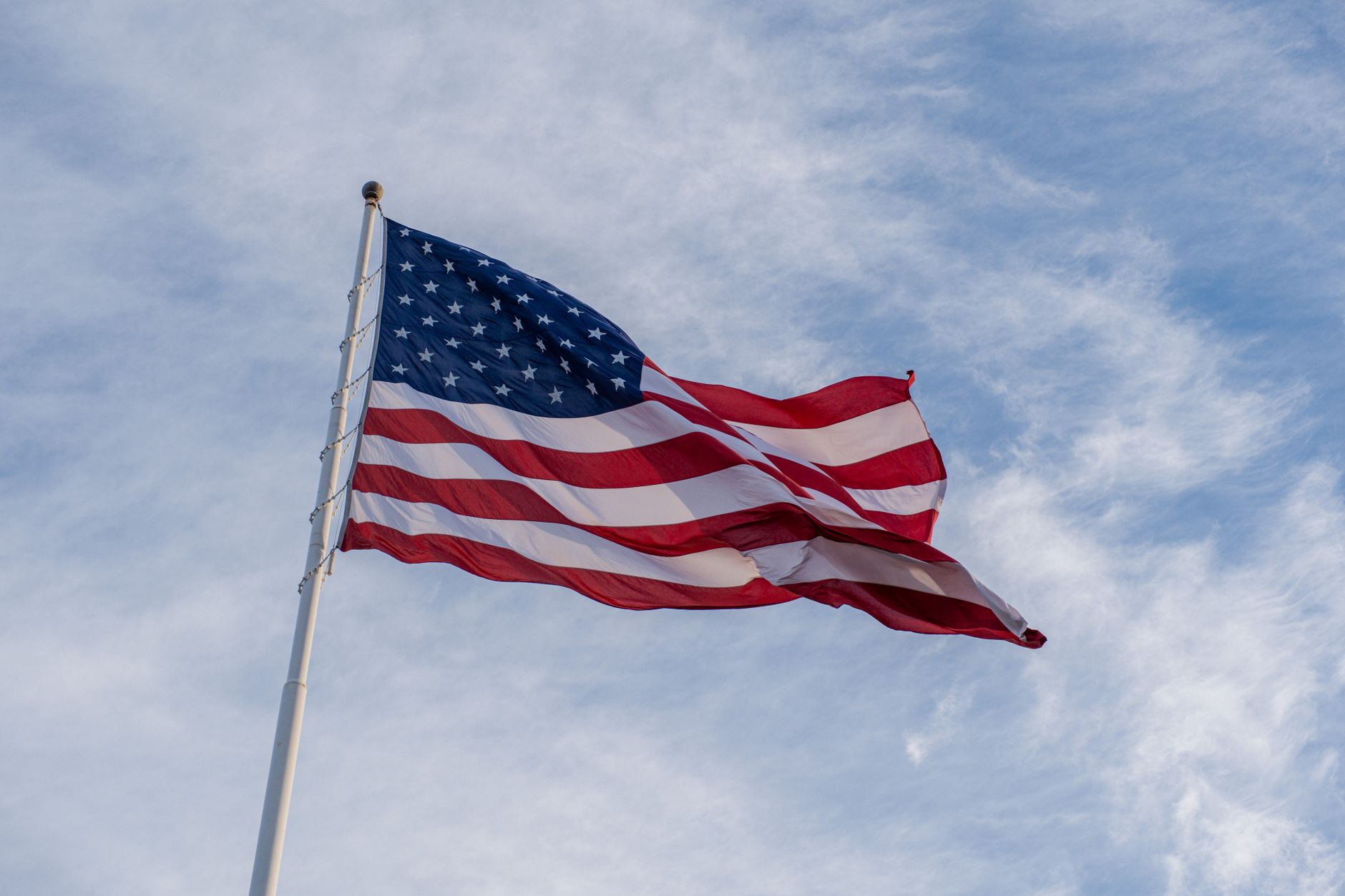 american flag on a pole