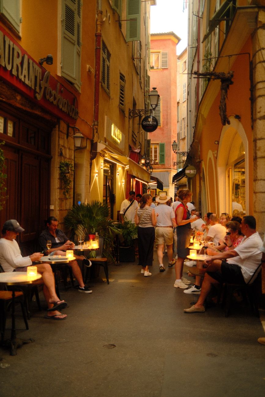 charming evening street scene in nice france